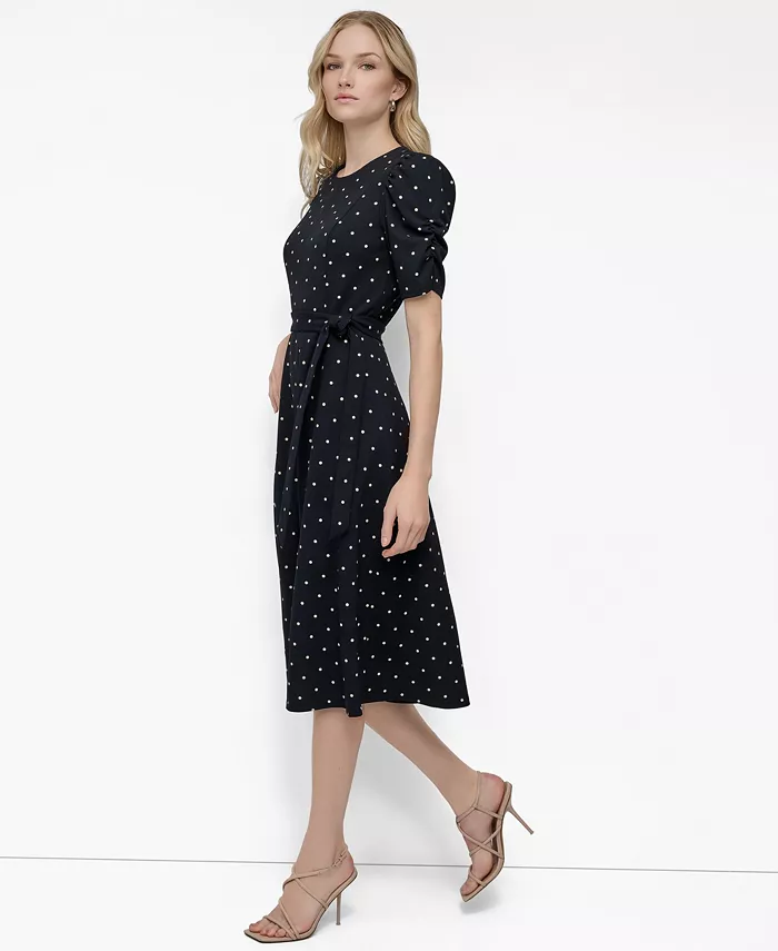 DKNY Polka-Dot Midi Dress Women's Fashion Shoes & Accessories