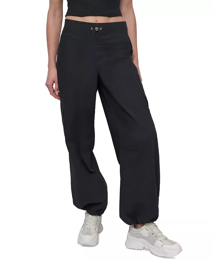 DKNY Sport Women's Cotton High-Rise Wide-Leg Cargo Pants Women's Fashion Shoes & Accessories