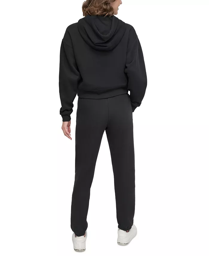 DKNY Sport Women's Cropped Logo Hoodie Women's Fashion Shoes & Accessories