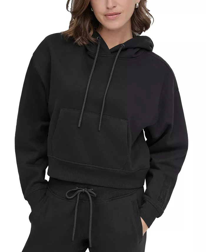 DKNY Sport Women's Cropped Logo Hoodie Women's Fashion Shoes & Accessories