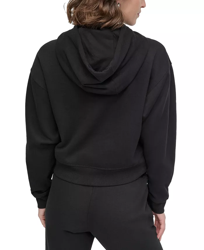 DKNY Sport Women's Cropped Logo Hoodie Women's Fashion Shoes & Accessories