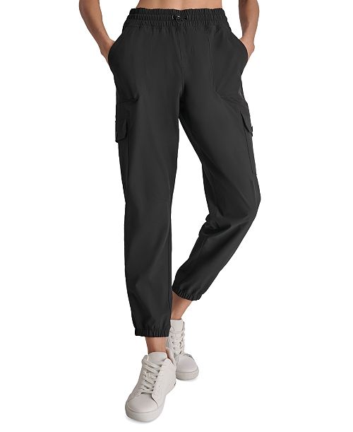 DKNY Sport Women's Drawcord-Waist Cargo Jogger Pants Women's Fashion Shoes & Accessories