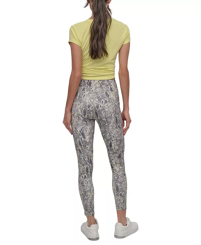 DKNY Sport Women's Printed High-Waist 7/8 Tights Women's Fashion Shoes & Accessories