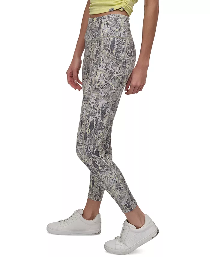 DKNY Sport Women's Printed High-Waist 7/8 Tights Women's Fashion Shoes & Accessories