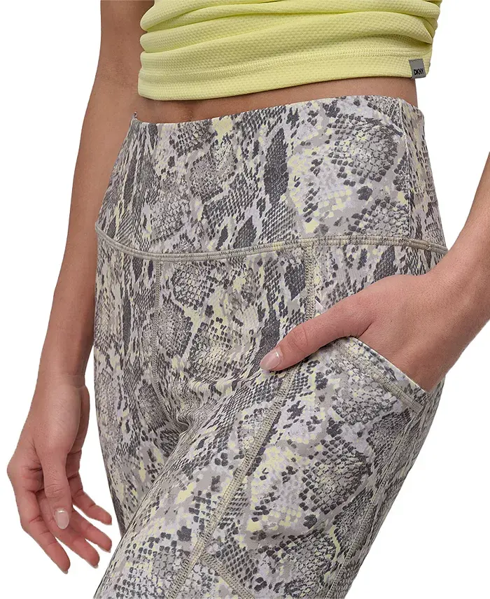 DKNY Sport Women's Printed High-Waist 7/8 Tights Women's Fashion Shoes & Accessories