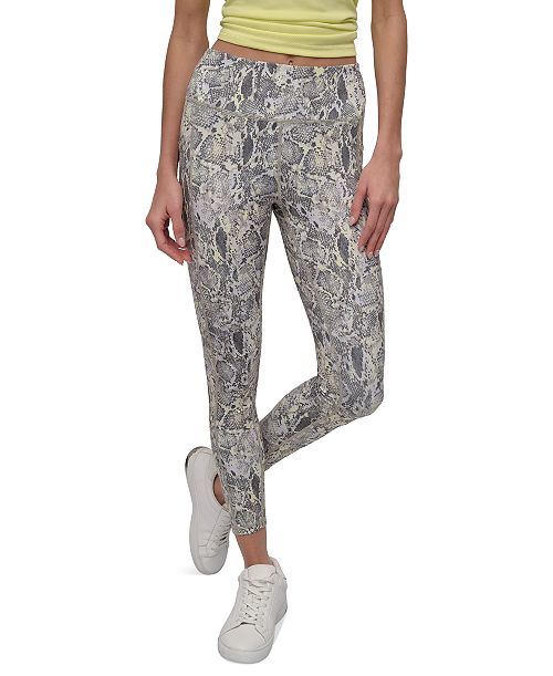 DKNY Sport Women's Printed High-Waist 7/8 Tights Women's Fashion Shoes & Accessories