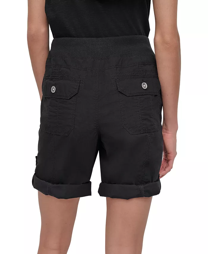 DKNY Sport Women's Smocked-Waist Convertible Shorts Women's Fashion Shoes & Accessories