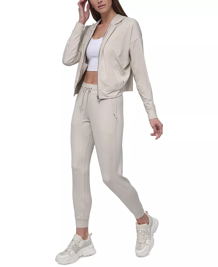 DKNY Sport Women's Spacedye High-Waist Slim Joggers Women's Fashion Shoes & Accessories