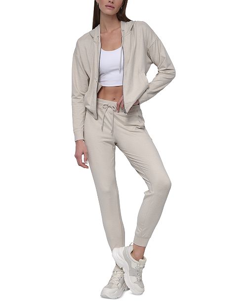 DKNY Sport Women's Spacedye High-Waist Slim Joggers Women's Fashion Shoes & Accessories