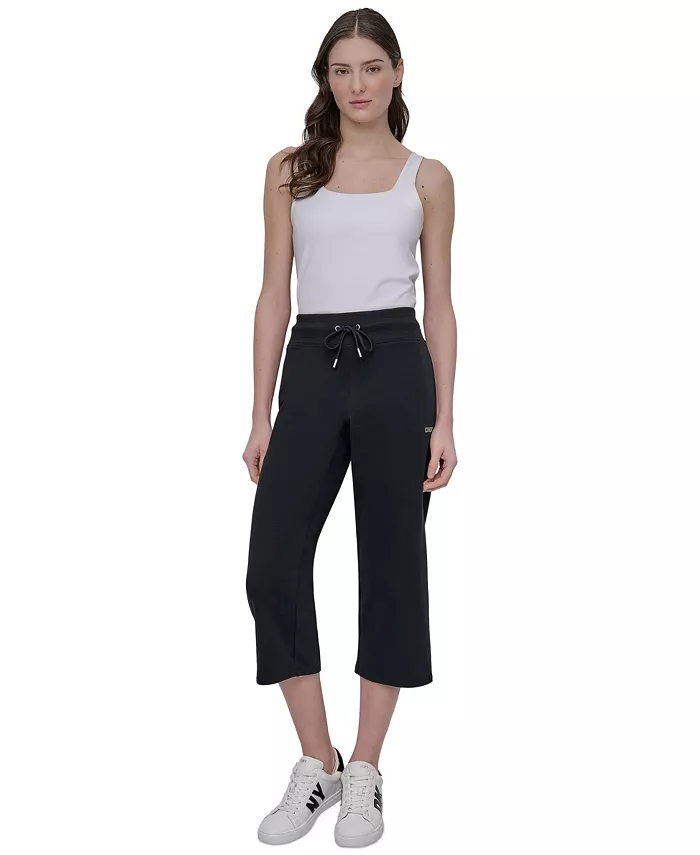 DKNY Sport Women's Studded-Logo Cropped Pants Women's Fashion Shoes & Accessories