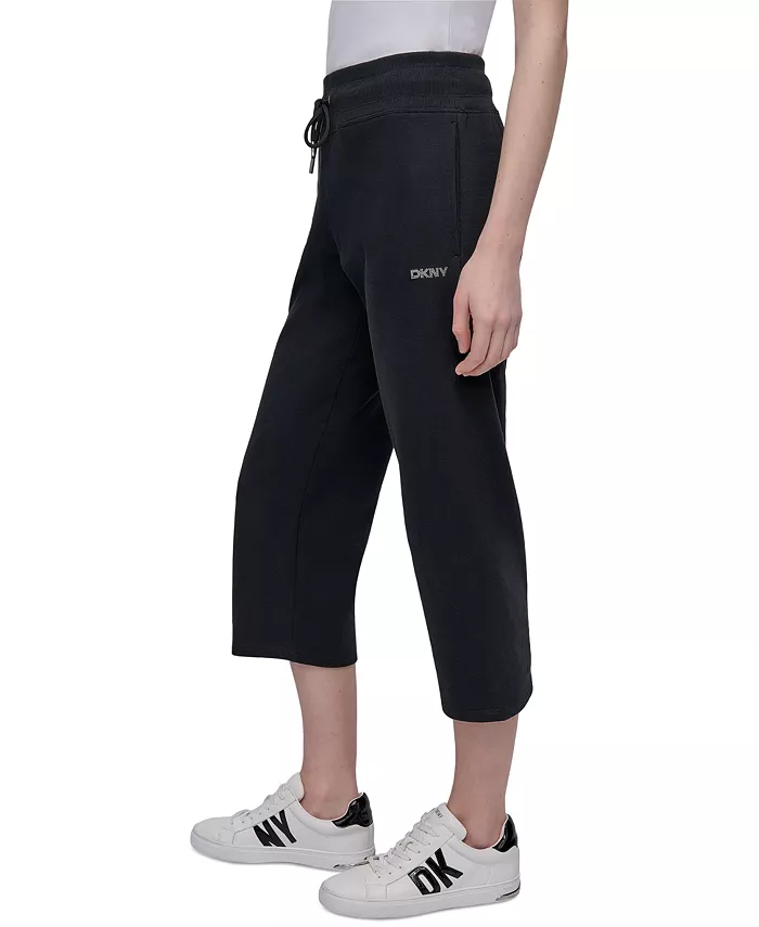 DKNY Sport Women's Studded-Logo Cropped Pants Women's Fashion Shoes & Accessories