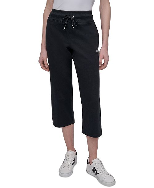 DKNY Sport Women's Studded-Logo Cropped Pants Women's Fashion Shoes & Accessories