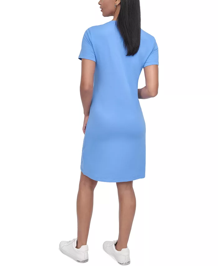 DKNY Sport Women's Studded-Logo V-Neck T-Shirt Dress Women's Fashion Shoes & Accessories