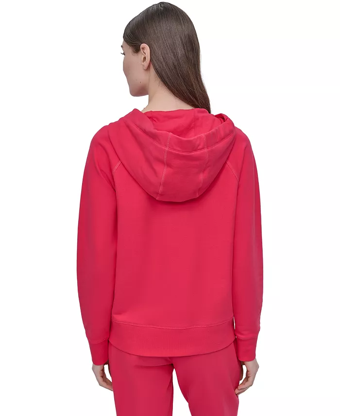 DKNY Sport Women's Two-Tone Zip-Front Long-Sleeve Hoodie Women's Fashion Shoes & Accessories