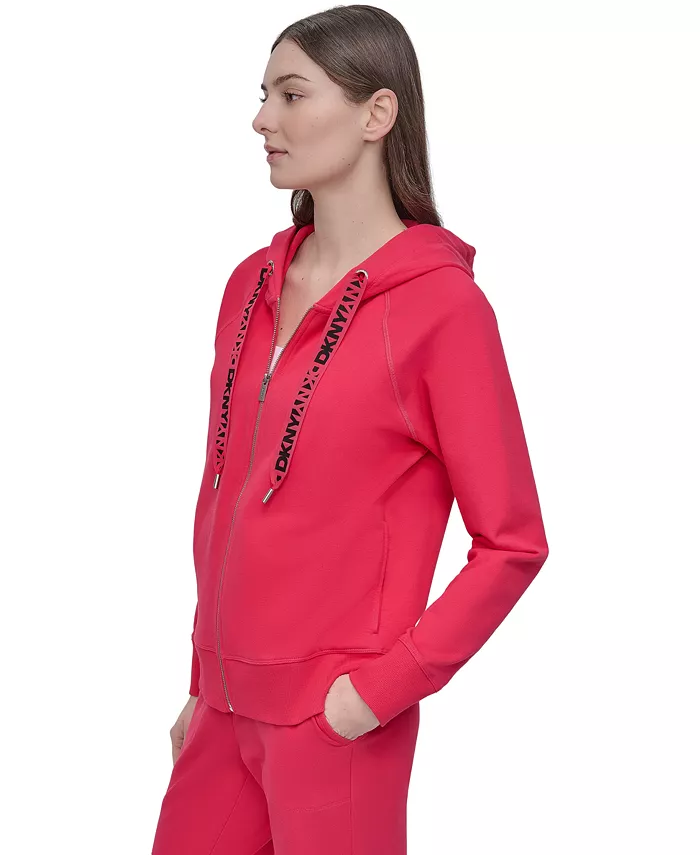 DKNY Sport Women's Two-Tone Zip-Front Long-Sleeve Hoodie Women's Fashion Shoes & Accessories