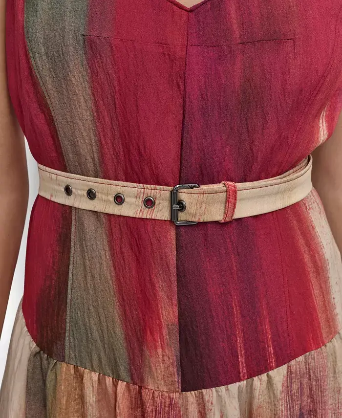 DKNY Women's Abstract-Print Midi Dress Women's Fashion Shoes & Accessories