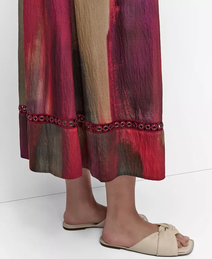 DKNY Women's Abstract-Print Midi Dress Women's Fashion Shoes & Accessories