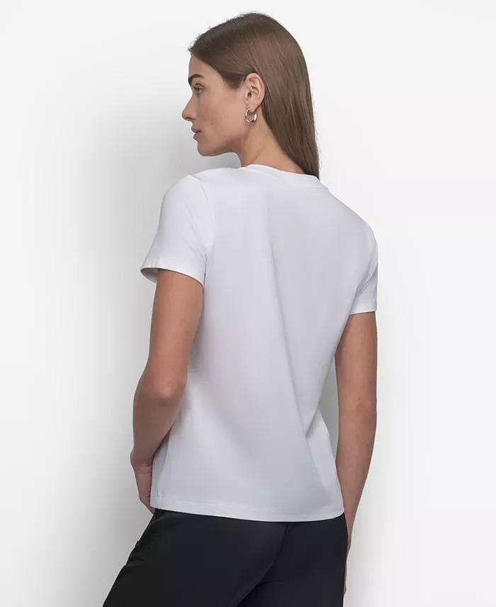 DKNY Women's Embellished Graphic T-Shirt Women's Fashion Shoes & Accessories