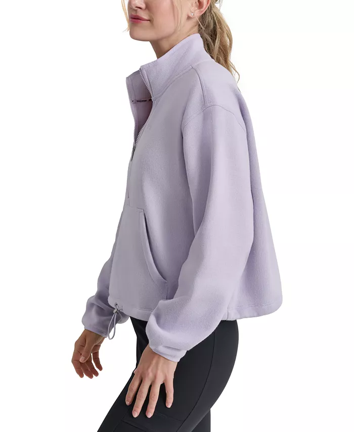 DKNY Women's Fleece Half-Zip Bungee-Hem Sweatshirt Women's Fashion Shoes & Accessories