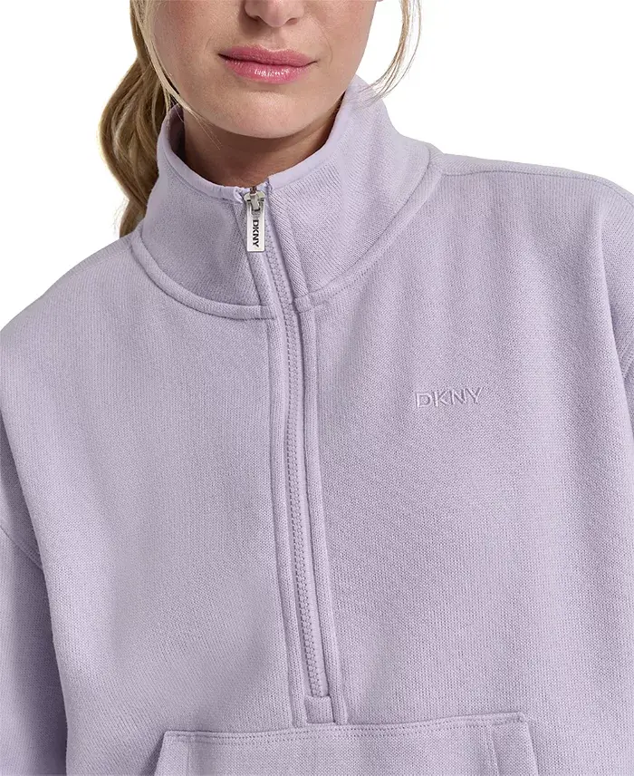 DKNY Women's Fleece Half-Zip Bungee-Hem Sweatshirt Women's Fashion Shoes & Accessories