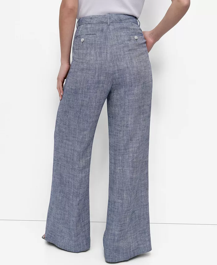 DKNY Women's High Rise Wide-Leg Pants Women's Fashion Shoes & Accessories