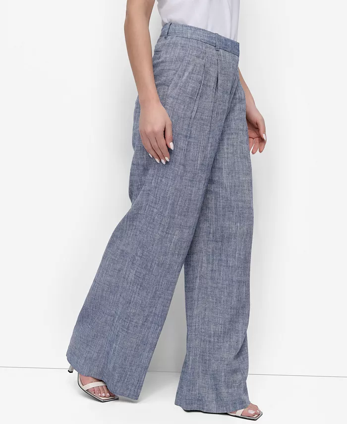 DKNY Women's High Rise Wide-Leg Pants Women's Fashion Shoes & Accessories