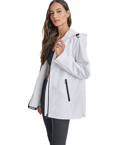 DKNY Women's Hooded Full Zip Spectator Jacket Women's Fashion Shoes & Accessories