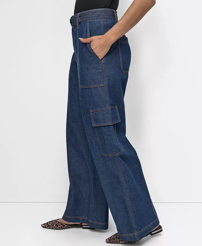 DKNY Women's Lightweight Wide-Leg Jeans Women's Fashion Shoes & Accessories