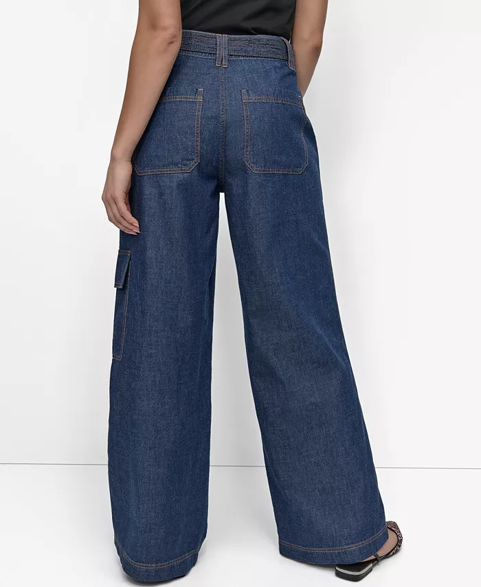 DKNY Women's Lightweight Wide-Leg Jeans Women's Fashion Shoes & Accessories