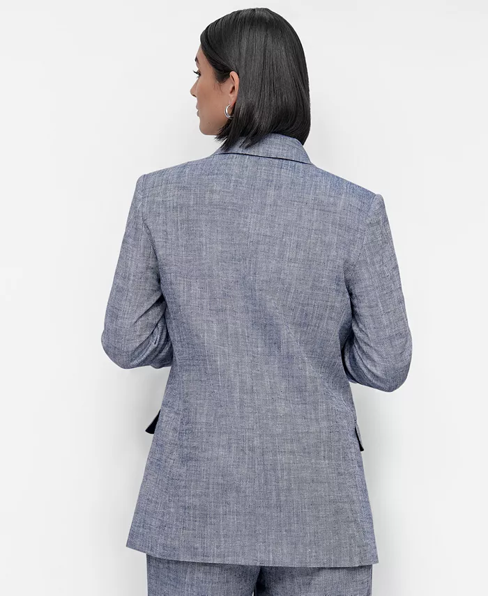 DKNY Women's Linen Blend One-Button Blazer Women's Fashion Shoes & Accessories