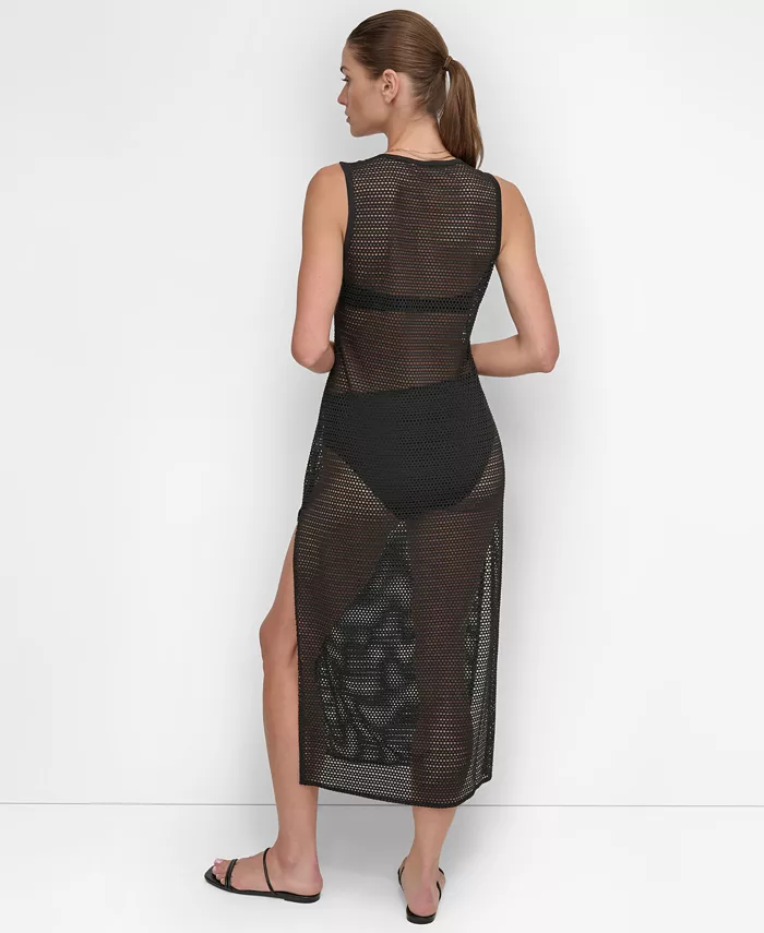 DKNY Women's Mesh Maxi Dress Swim Cover-Up Women's Fashion Shoes & Accessories