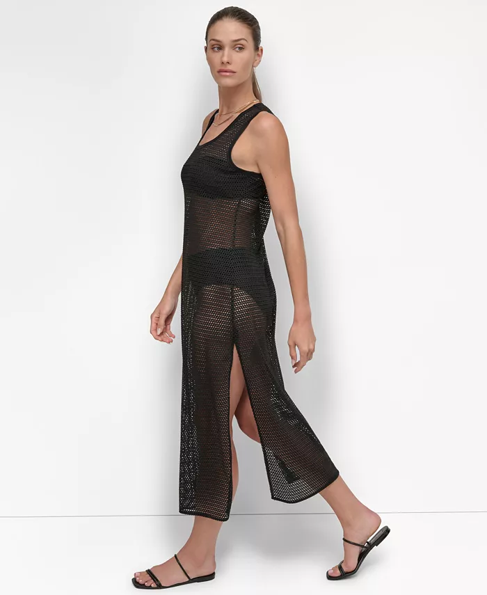 DKNY Women's Mesh Maxi Dress Swim Cover-Up Women's Fashion Shoes & Accessories