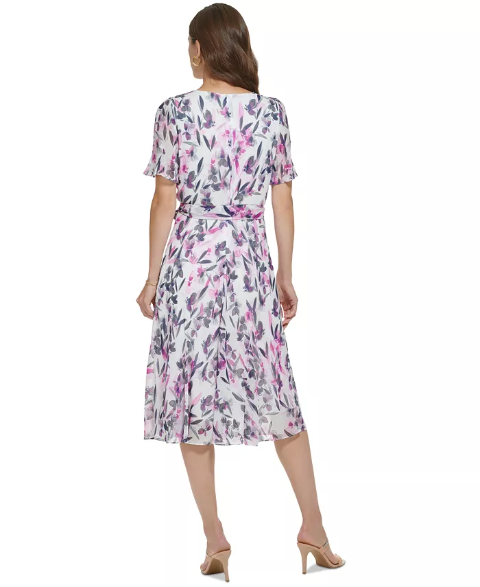 DKNY Women's Printed Midi Dress Women's Fashion Shoes & Accessories