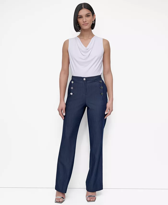 DKNY Women's Sailor Denim Pant Women's Fashion Shoes & Accessories