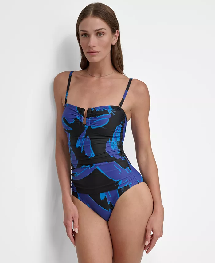DKNY Women's Shirred One-Piece Swimsuit Women's Fashion Shoes & Accessories