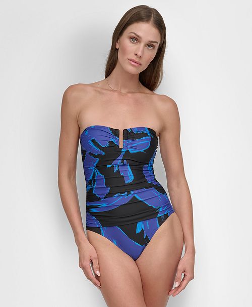 DKNY Women's Shirred One-Piece Swimsuit Women's Fashion Shoes & Accessories