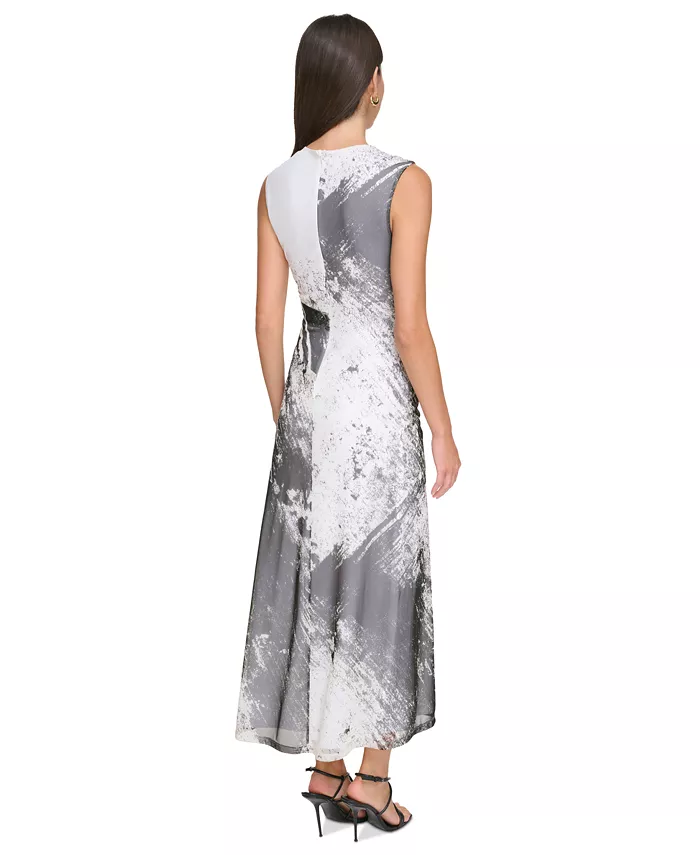 DKNY Women's Sleeveless Cowlneck Side-Ruched Midi Dress Women's Fashion Shoes & Accessories