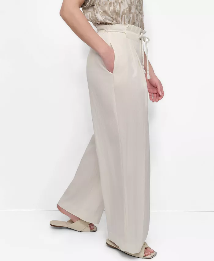 DKNY Women's Tie-Front Wide-Leg Pants Women's Fashion Shoes & Accessories