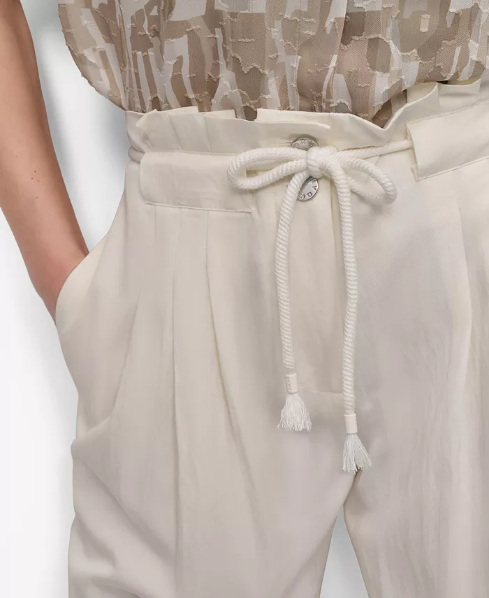 DKNY Women's Tie-Front Wide-Leg Pants Women's Fashion Shoes & Accessories