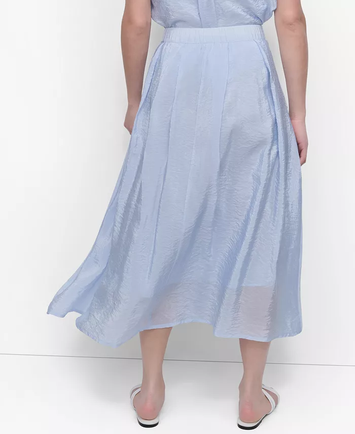 DKNY Women's Zip-Front Tech Midi Skirt Women's Fashion Shoes & Accessories