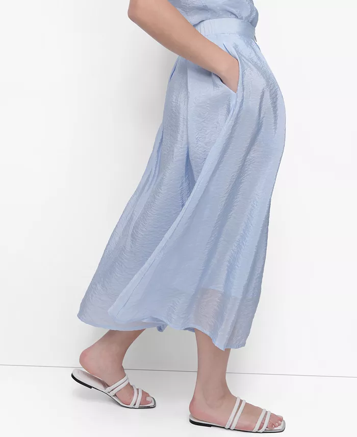 DKNY Women's Zip-Front Tech Midi Skirt Women's Fashion Shoes & Accessories