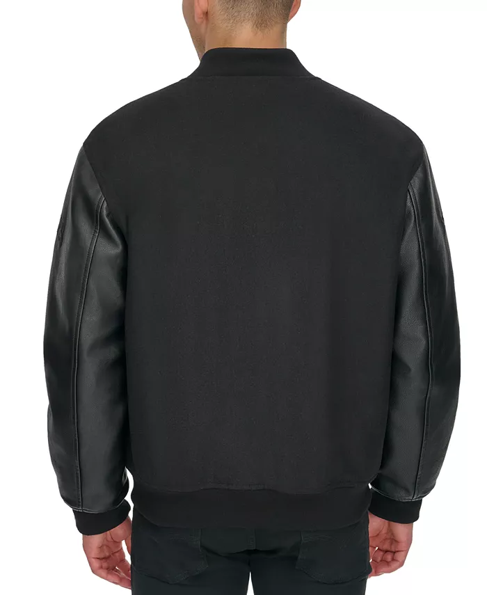 Dockers Men's Mixed-Media Varsity D Bomber Jacket Men's Fashion & Accessories