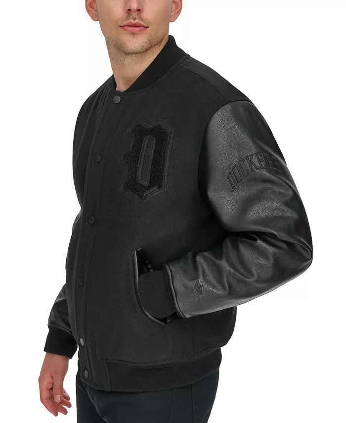 Dockers Men's Mixed-Media Varsity D Bomber Jacket Men's Fashion & Accessories
