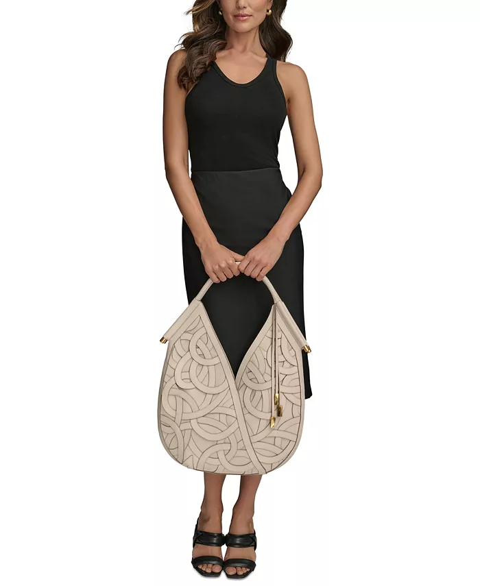 Donna Karan New York Baldwin Woven Leather Floral Shoulder Bag Handbags Purses & Accessories