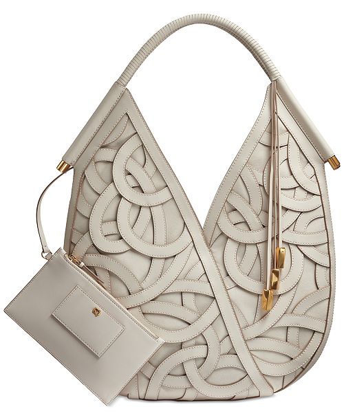 Donna Karan New York Baldwin Woven Leather Floral Shoulder Bag Handbags Purses & Accessories