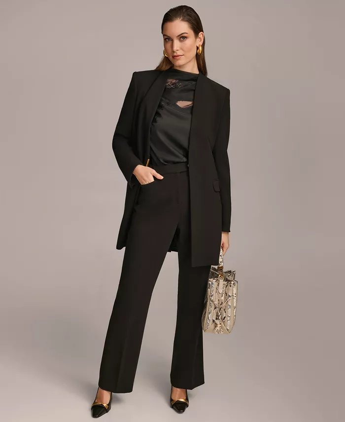 Donna Karan New York Donna Karan Collarless Topper Jacket & Straight Leg Pant Women's Fashion Shoes & Accessories