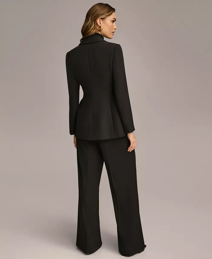 Donna Karan New York Donna Karan Women's Belted Blazer And Pleat Front Wide Leg Pants Women's Fashion Shoes & Accessories