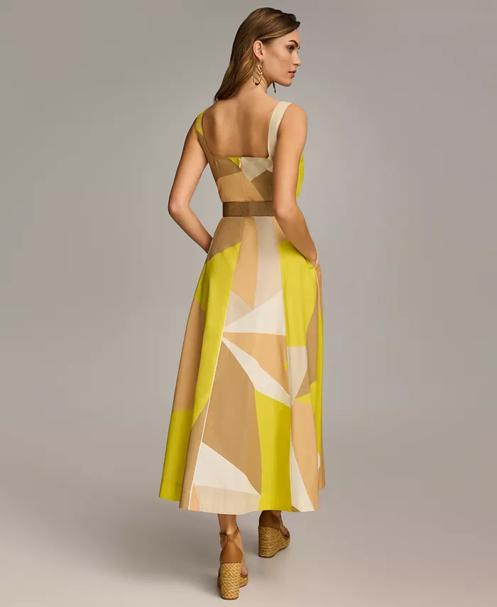 Donna Karan New York Donna Karan Women's Square-Neck Buckled Sleeveless Midi Dress Women's Fashion Shoes & Accessories