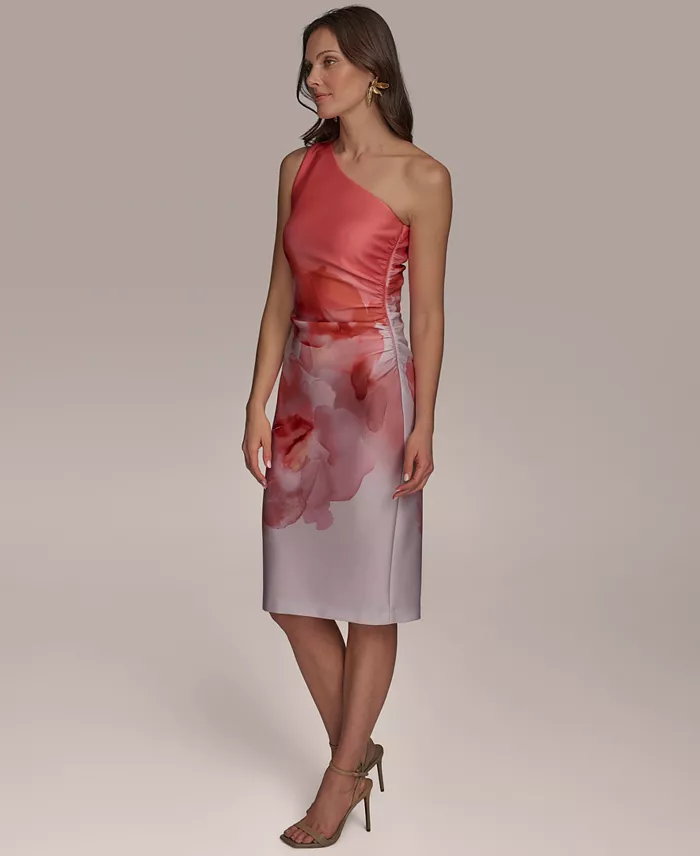 Donna Karan New York Petite Floral One-Shoulder Sheath Dress Women's Fashion Shoes & Accessories