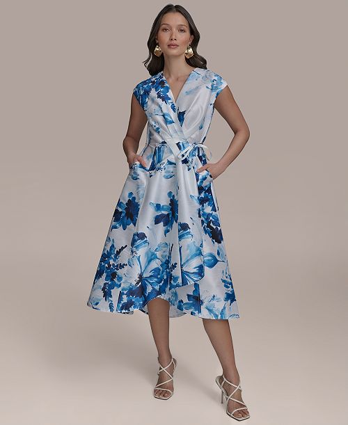 Donna Karan New York Petite Printed Fit & Flare Dress Women's Fashion Shoes & Accessories